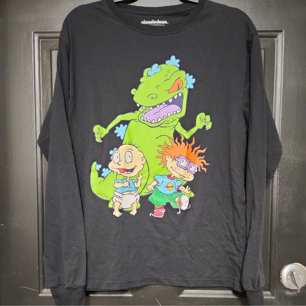 Nickelodeon Rugrats Medium (38/40) Long Sleeve Shirt Black Tommy Chuckie Reptar